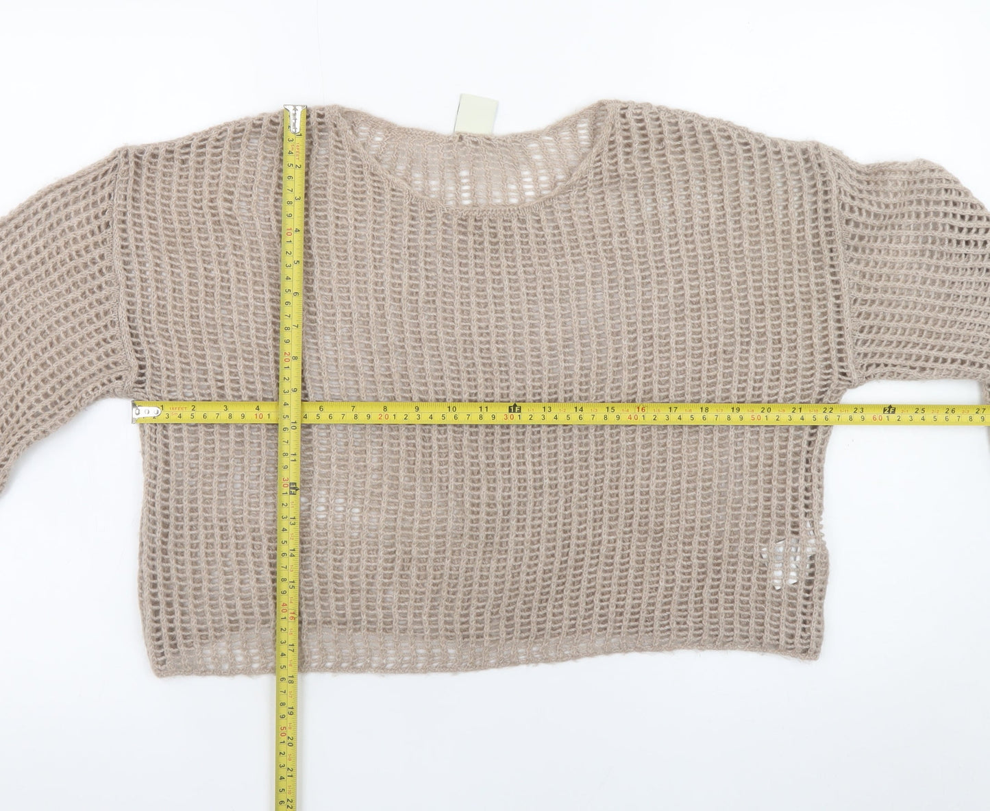 Urban Outfitters Women's Beige Open Knit Pullover Jumper Size S