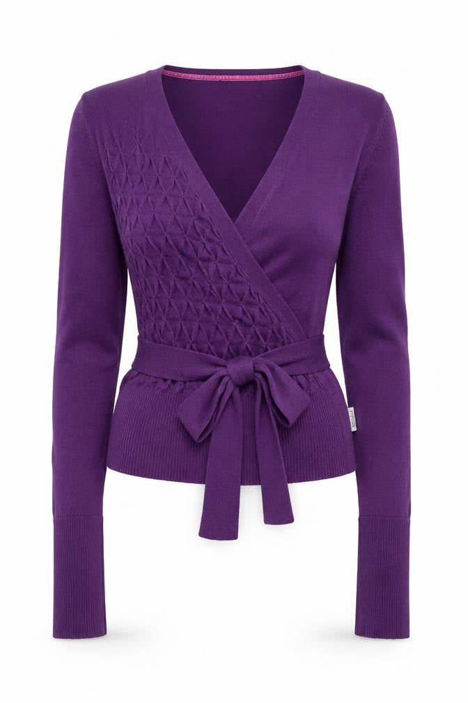 Ness Womens Purple Cotton Wrap Jumper M V-Neck Long Sleeve Lightweight
