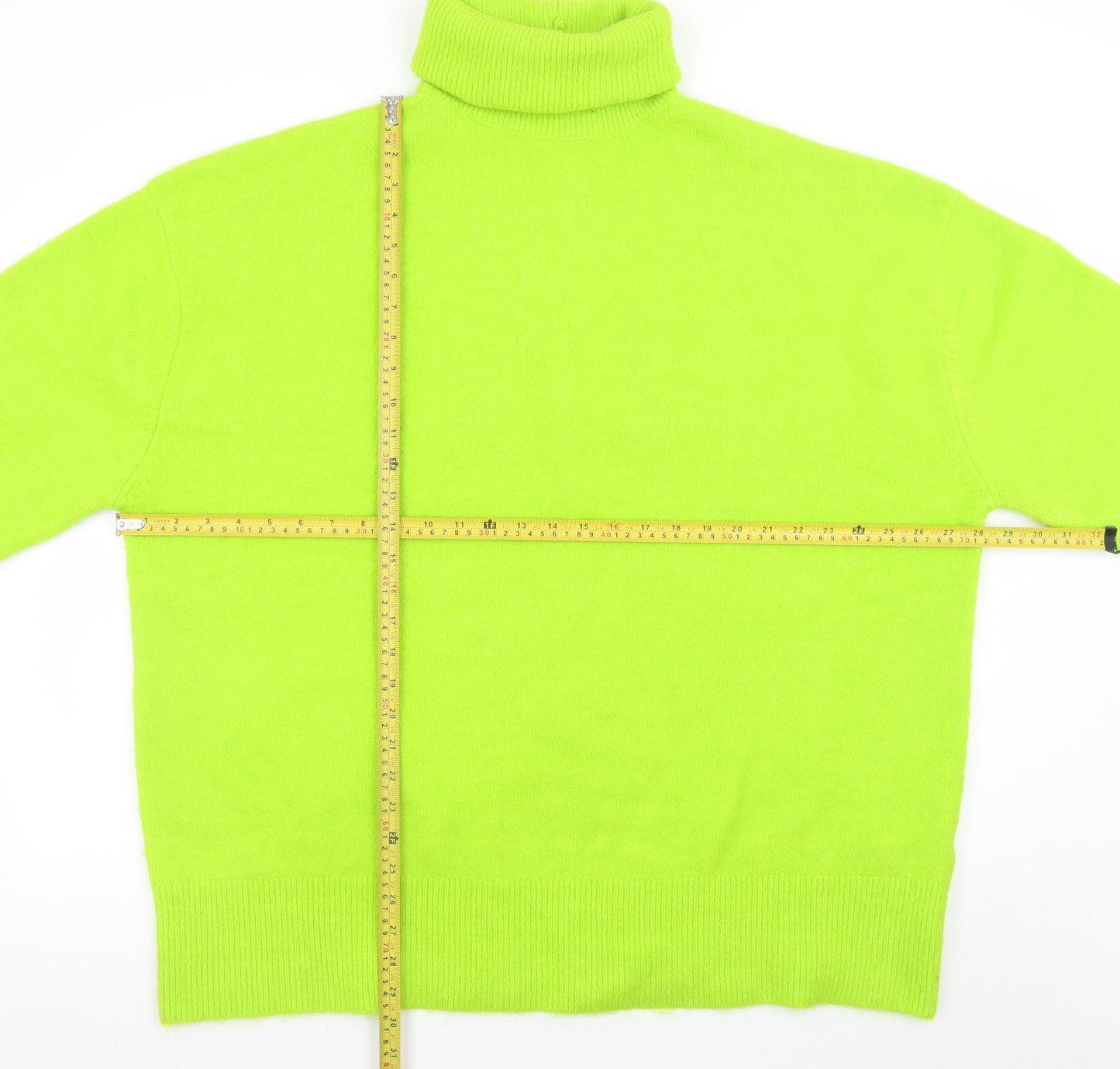 ZARA Women Green Roll Neck Wool Blend Jumper Size 14