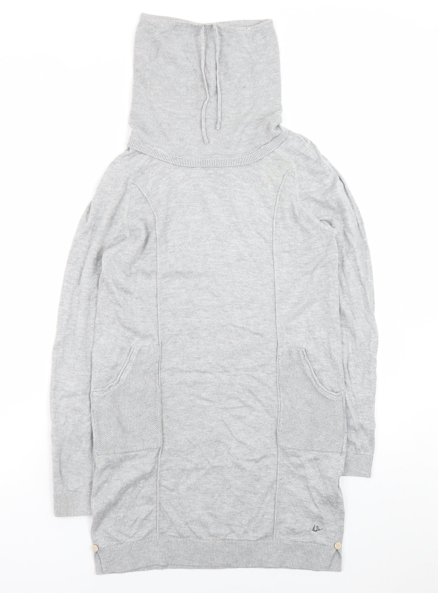 Mantaray Women’s Grey Jumper Dress Size 8 Long Sleeve Hooded Knitwear