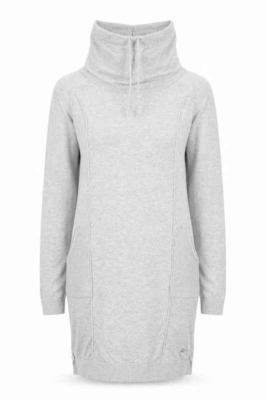 Mantaray Women’s Grey Jumper Dress Size 8 Long Sleeve Hooded Knitwear