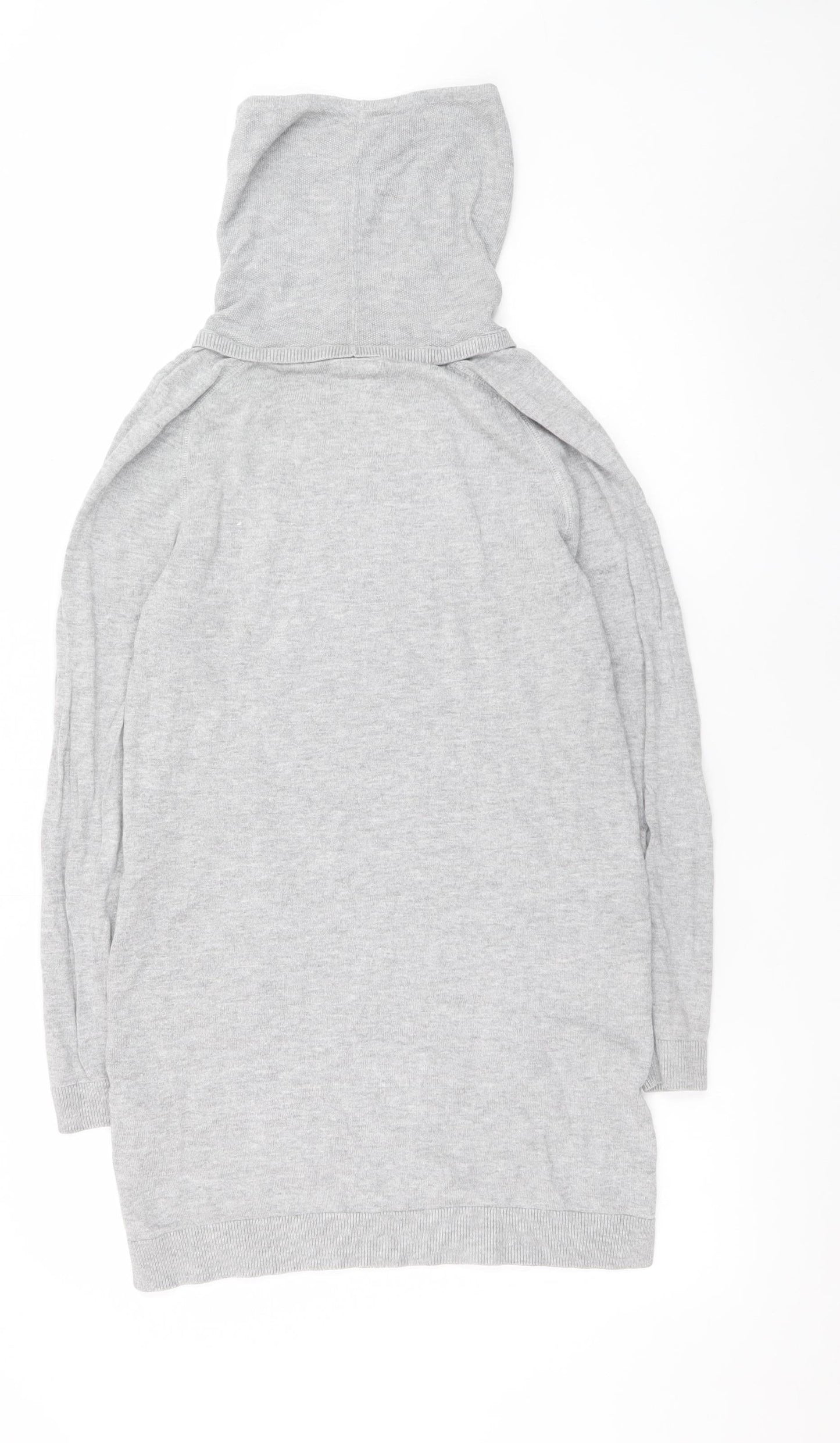 Mantaray Women’s Grey Jumper Dress Size 8 Long Sleeve Hooded Knitwear