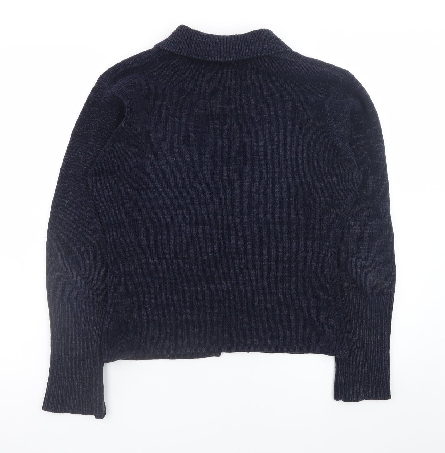 French Connection Women's Blue Collared Button Cardigan Size L