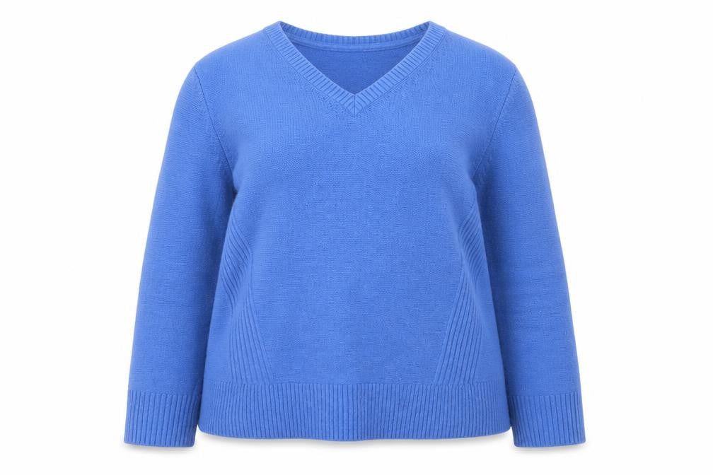 Gerry Weber Women's Blue V-Neck Wool Blend Pullover Jumper Size 12