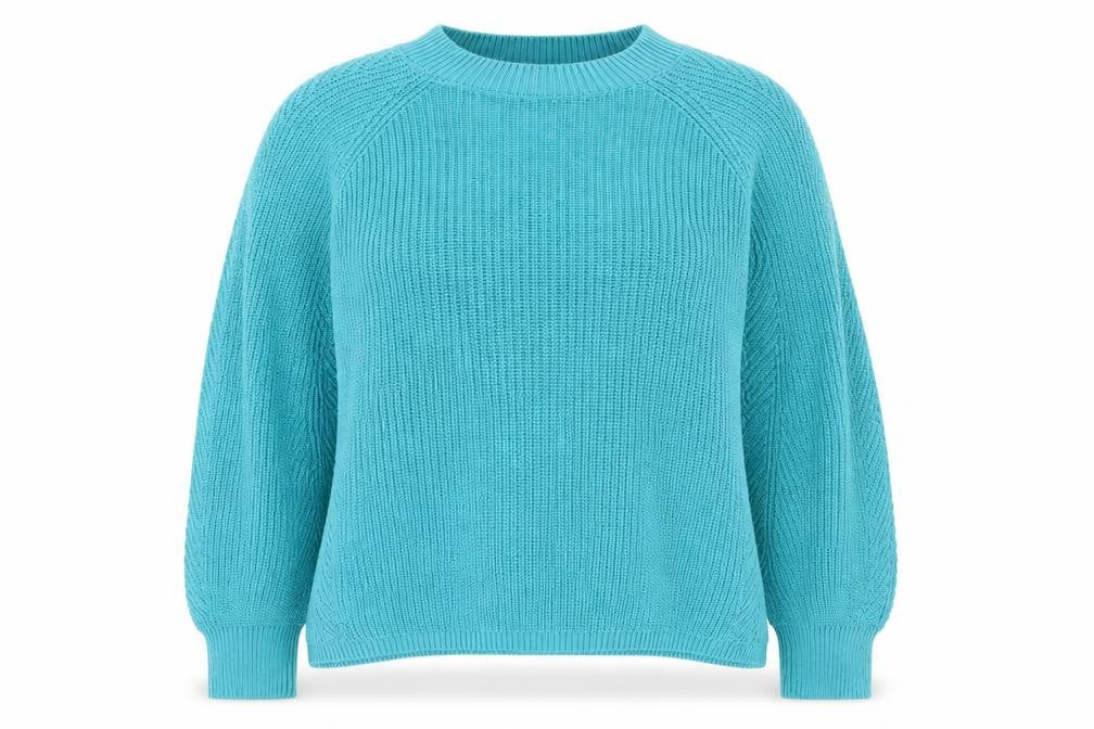 FatFace Womens Blue Cotton Chunky Knit Crew Neck Jumper Size 18