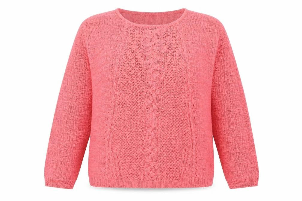 Isle Womens Pink Cable-Knit Pullover Jumper Size 18