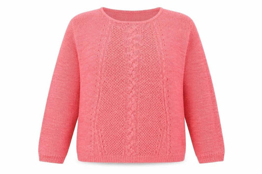 Isle Womens Pink Cable-Knit Pullover Jumper Size 18