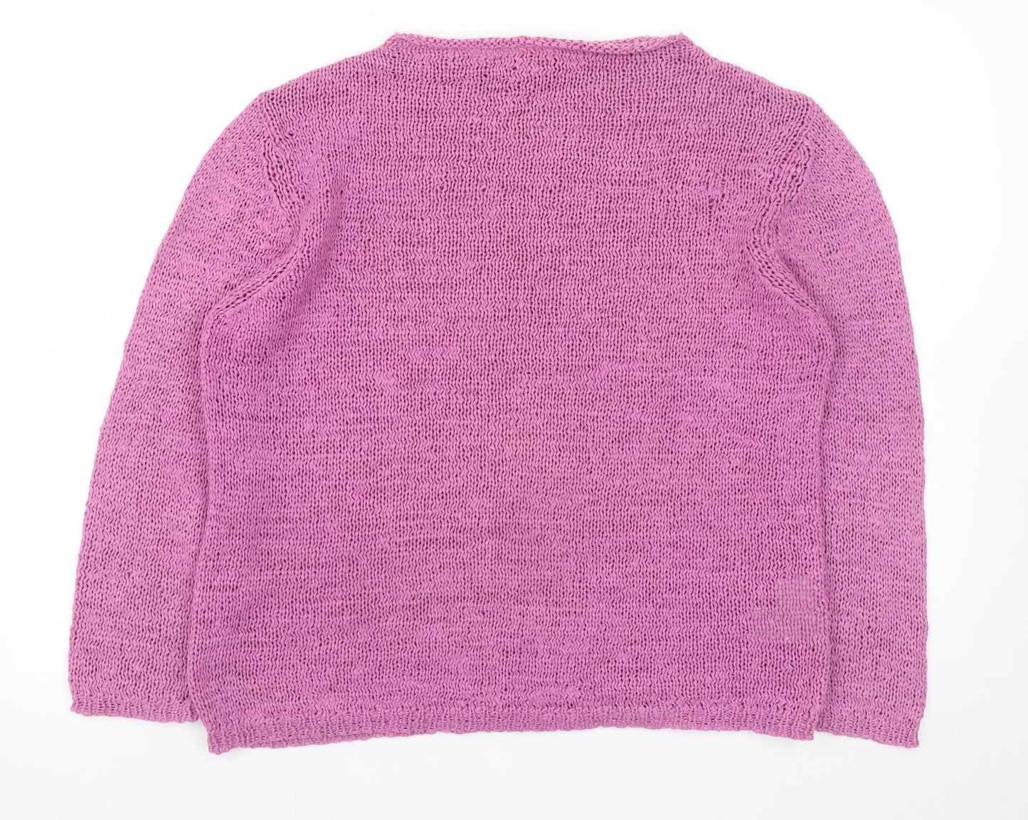 Monsoon Women Pink Open-Knit Nylon Long Sleeve Cardigan Size 18