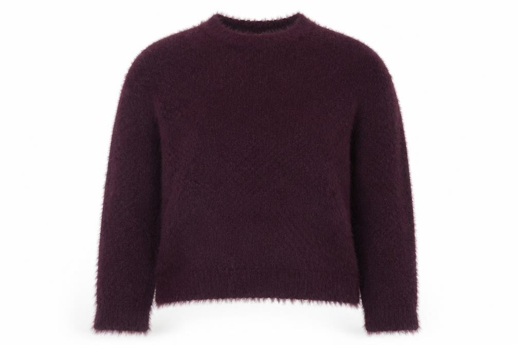 Marks & Spencer Women's Purple Fuzzy Knit Crew Neck Pullover Jumper M