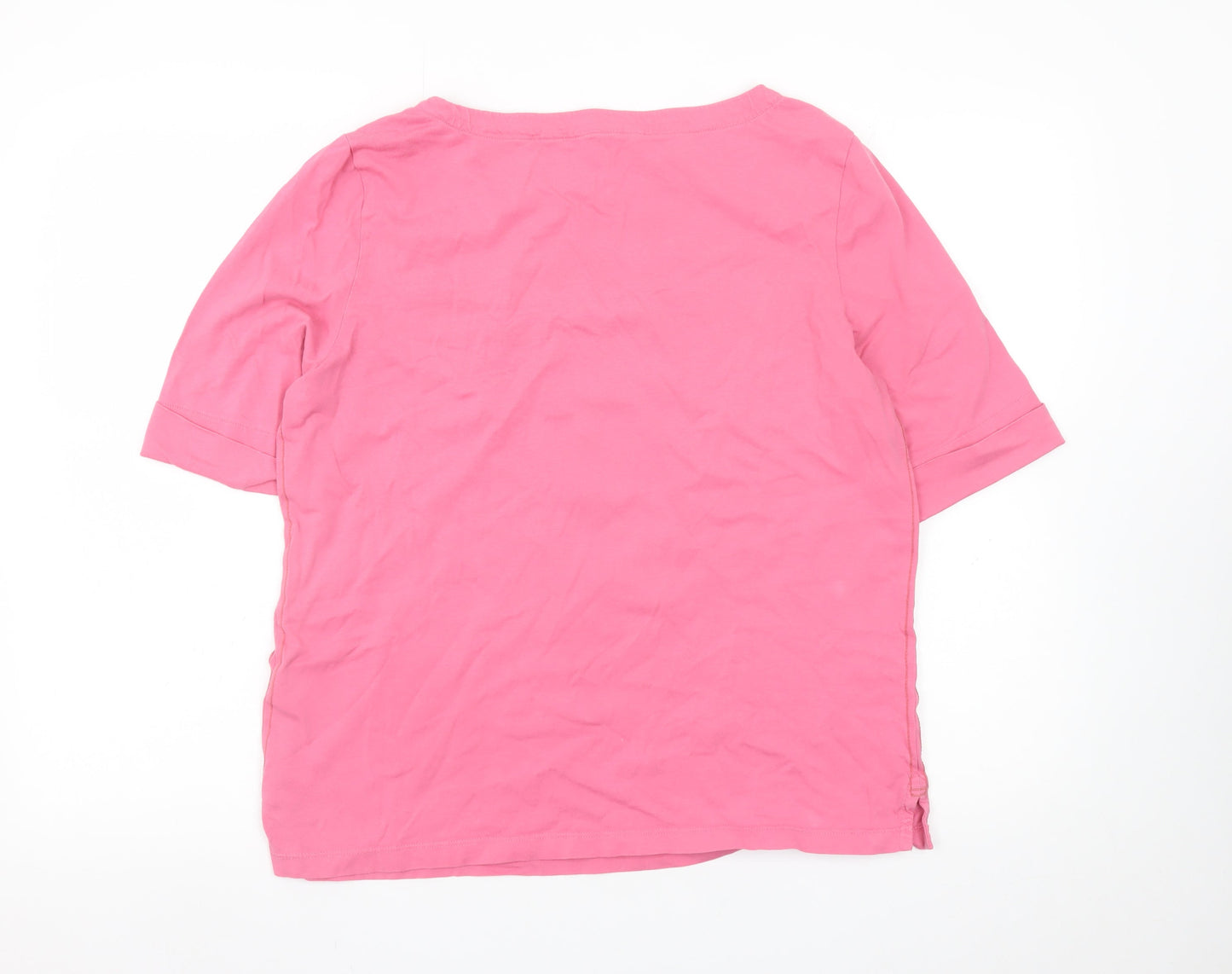 White Stuff Women’s Pink 100% Cotton Basic Short Sleeve T-Shirt UK 16