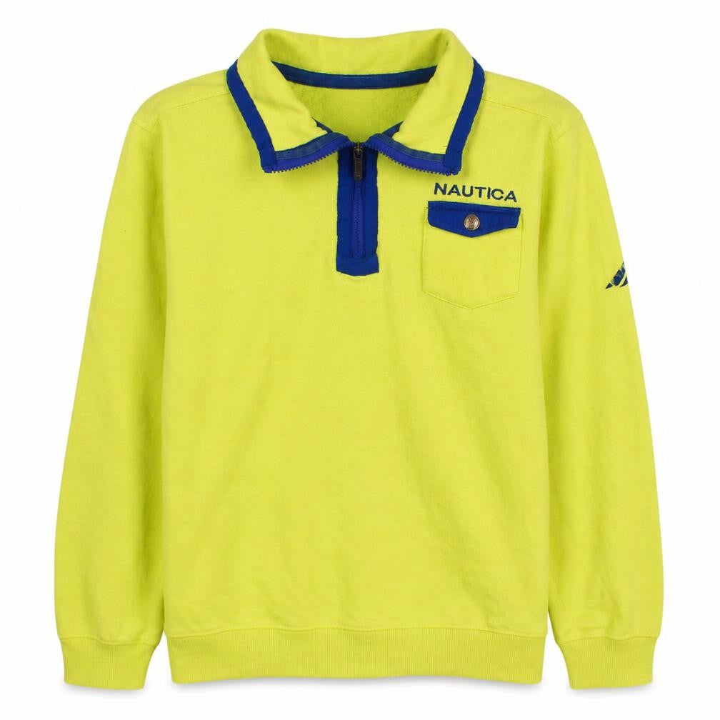Nautica Teens Yellow Half Zip Sweatshirt L 14/16 Cotton Blend