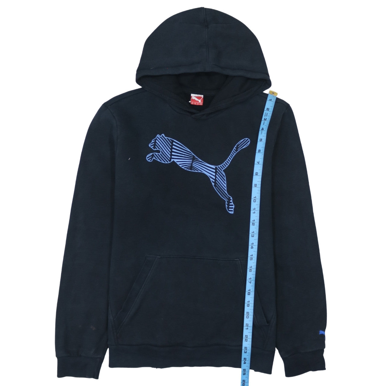Puma Boys Black Hoodie Size 16 Pullover Fleece Graphic Logo Sweatshirt