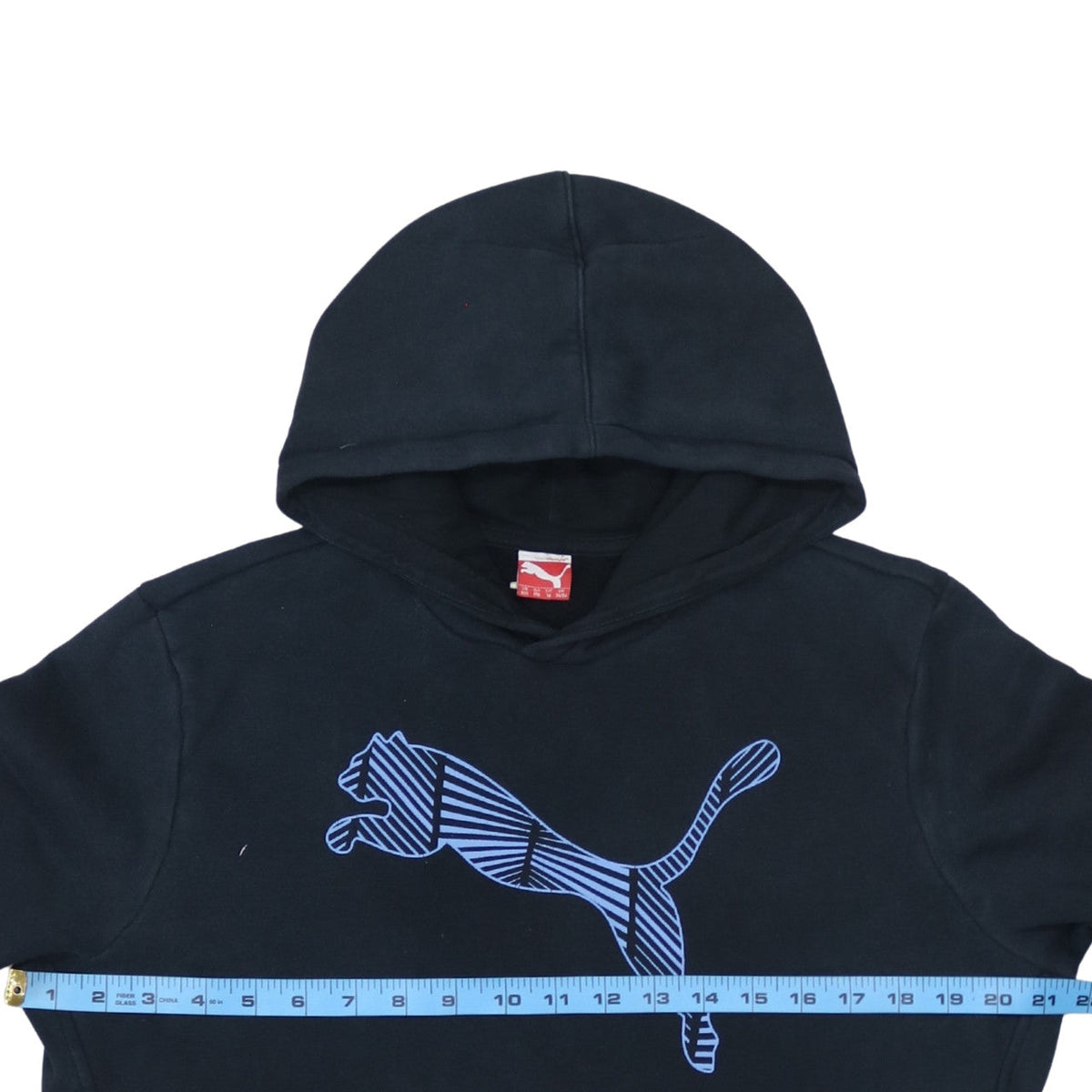 Puma Boys Black Hoodie Size 16 Pullover Fleece Graphic Logo Sweatshirt