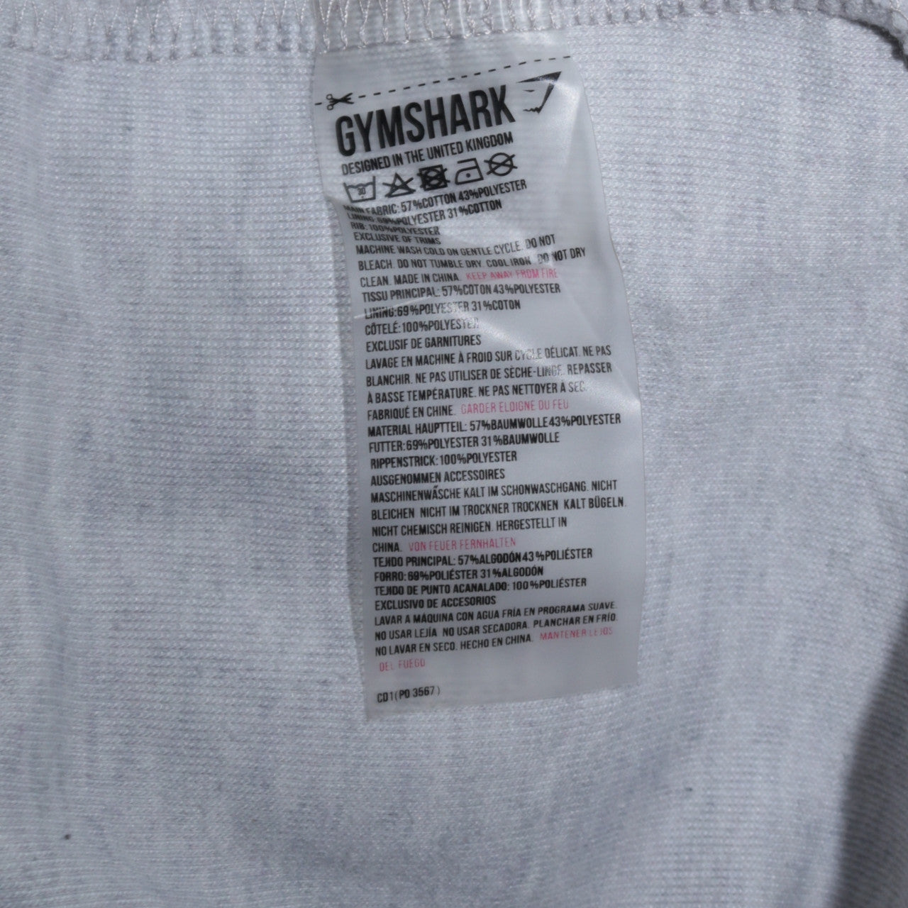 Gymshark Men’s Grey Full Zip Athletic Hoodie Size S