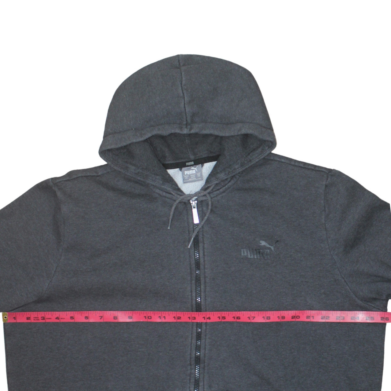 Puma Men’s Grey Full Zip Hoodie 2XL Regular Fit Fleece Sweatshirt