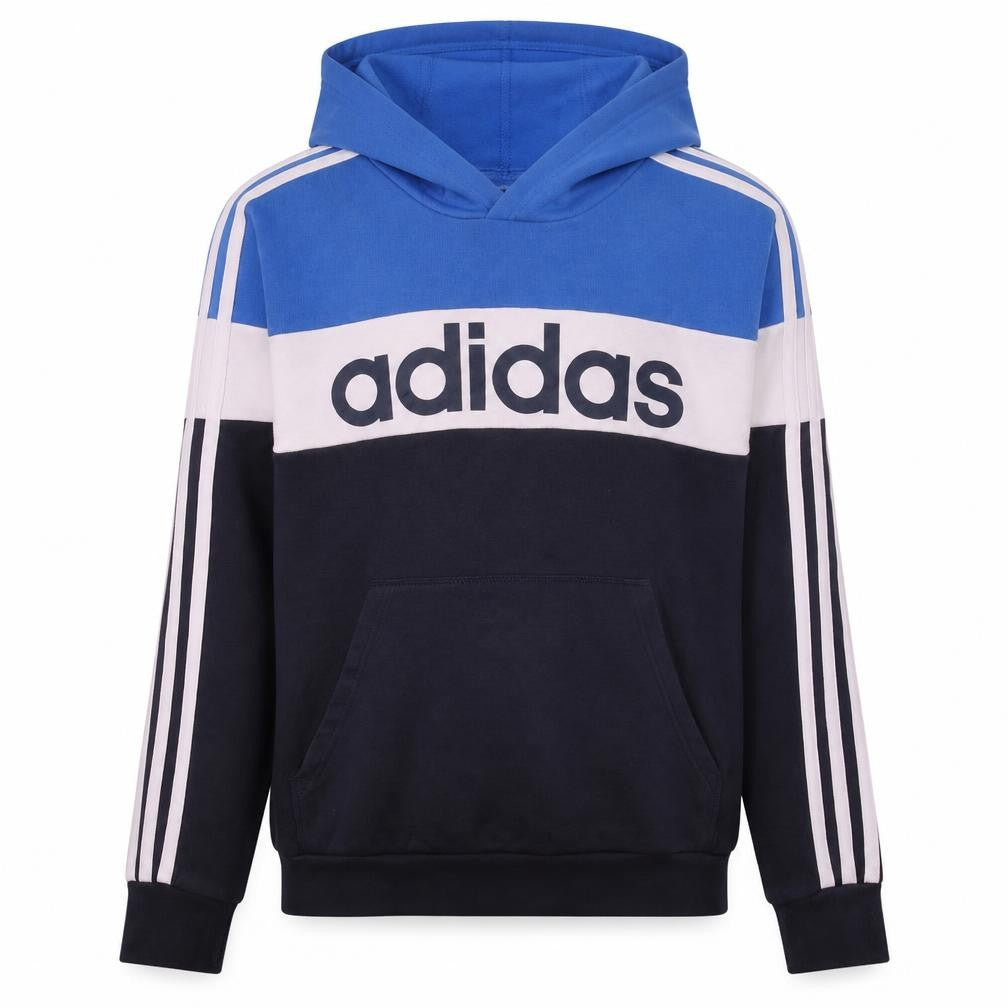 Adidas Boys Blue Colourblock Pullover Hoodie Size 13-14 Years