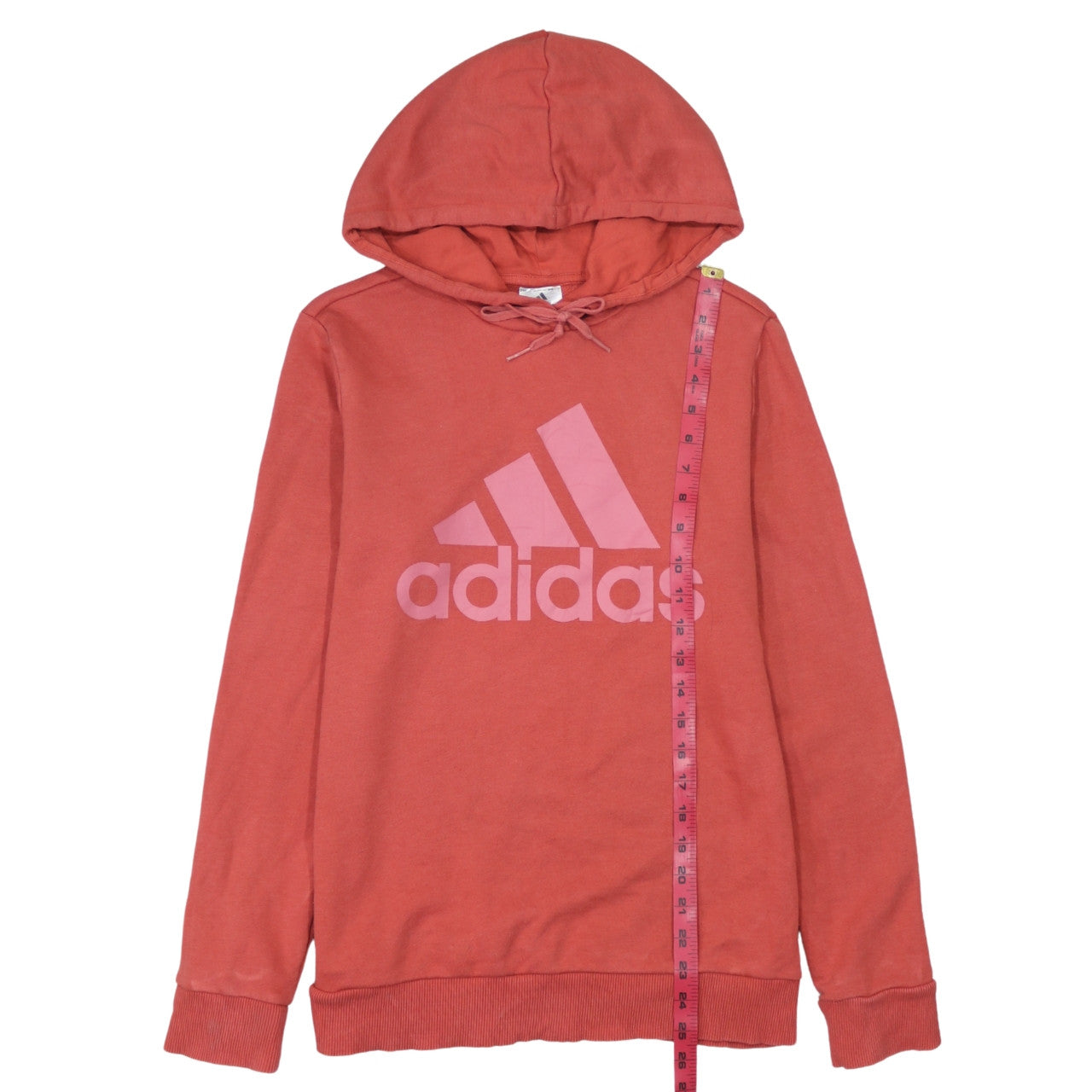 Adidas Womens Coral Pink Hoodie Size 12-14 Medium Pullover Hooded Sweatshirt
