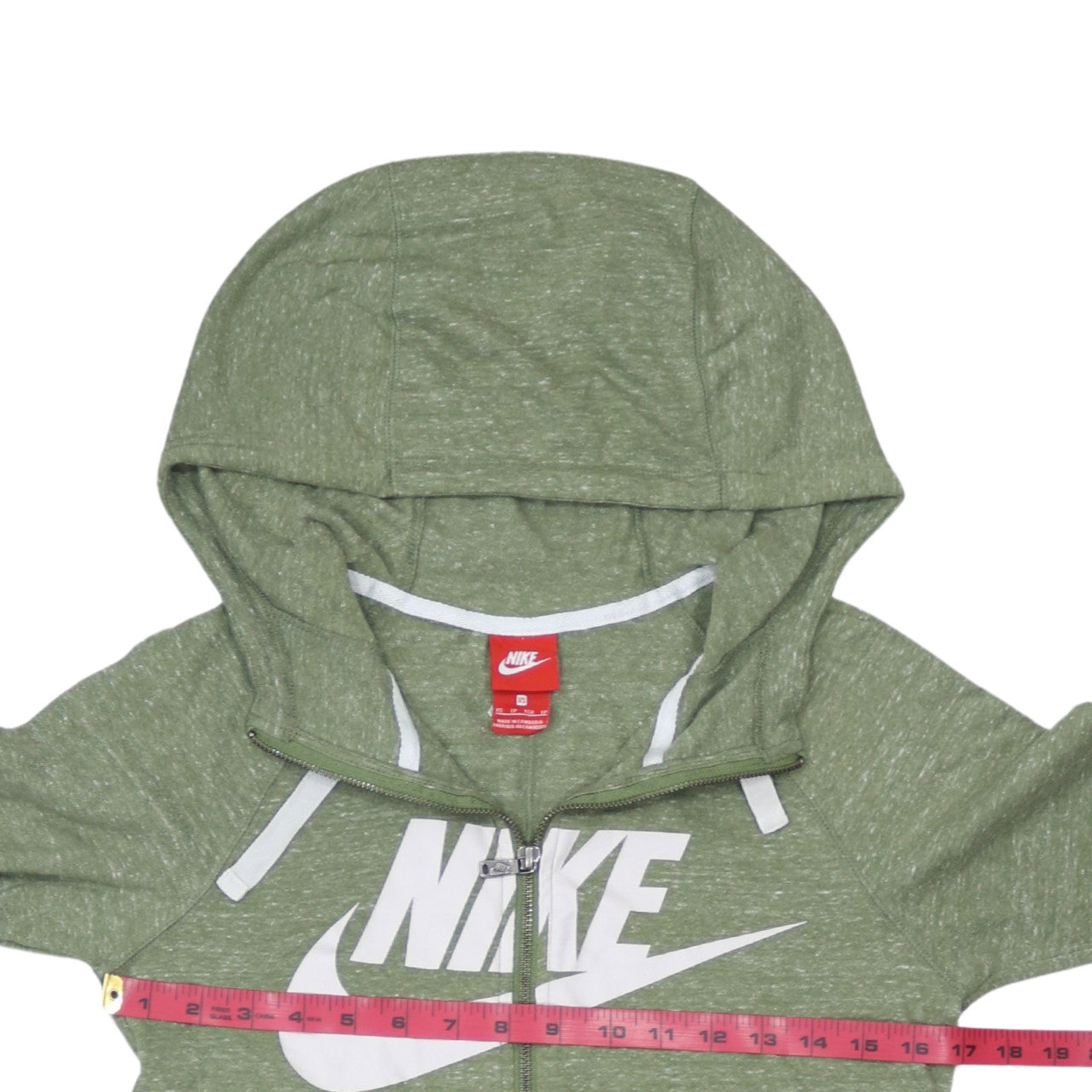 Nike Womens XS Green Full Zip Hoodie Sweatshirt Lightweight Cotton Blend