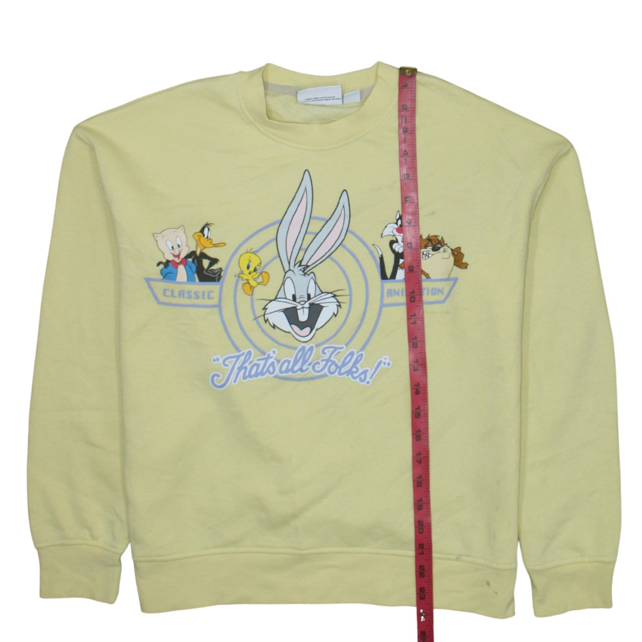 Looney Tunes Women's Yellow Crew Neck Sweatshirt Size S Bugs Bunny Design