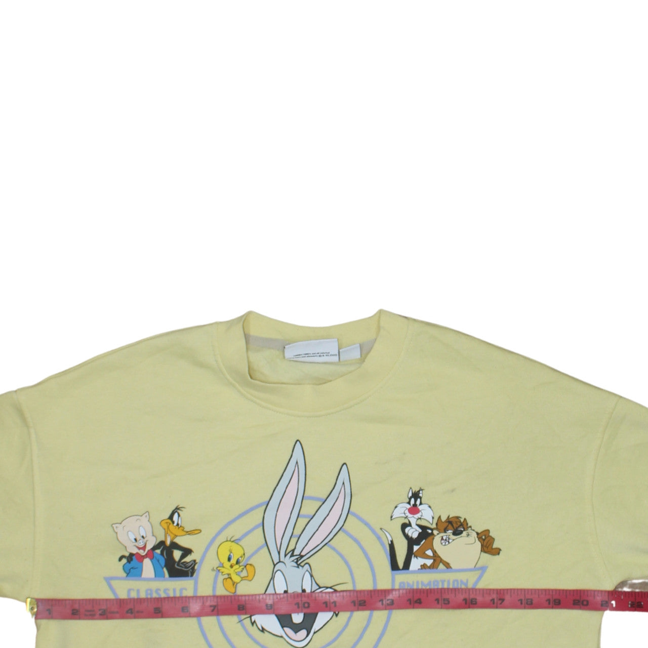 Looney Tunes Women's Yellow Crew Neck Sweatshirt Size S Bugs Bunny Design