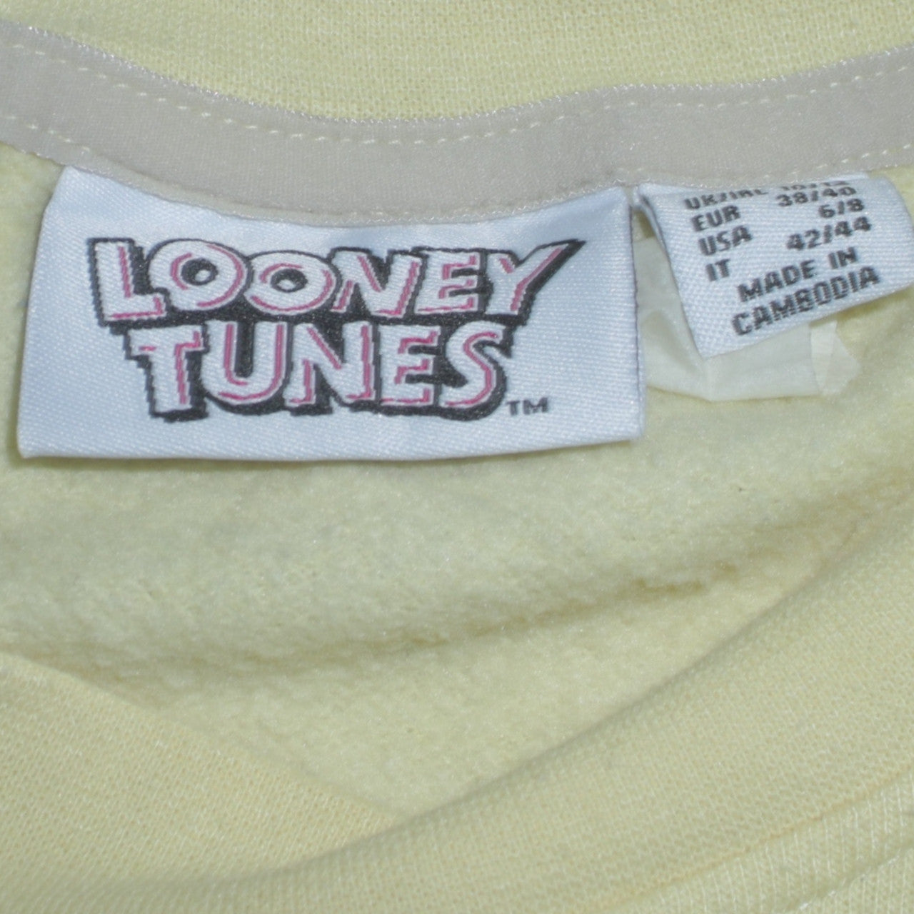 Looney Tunes Women's Yellow Crew Neck Sweatshirt Size S Bugs Bunny Design