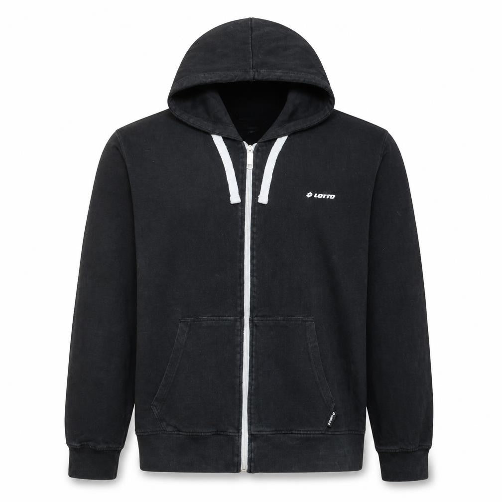 Lotto Men's Black 2XL Full Zip Hoodie Cotton Sweatshirt