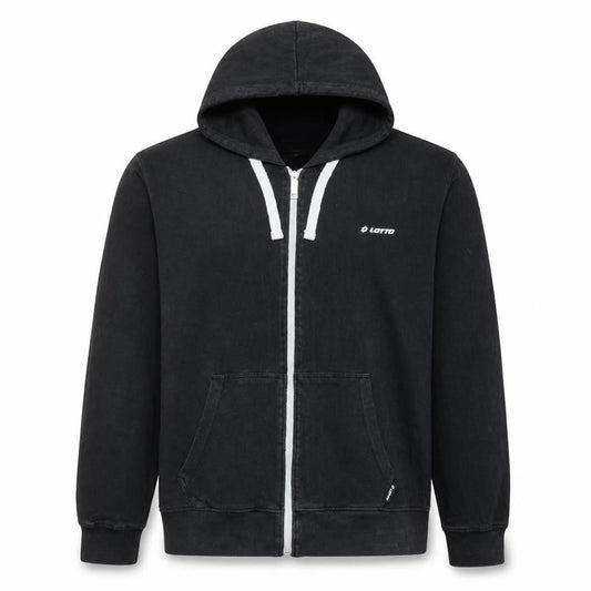 Front view of Lotto Men's Black 2XL Full Zip Hoodie Cotton Sweatshirt