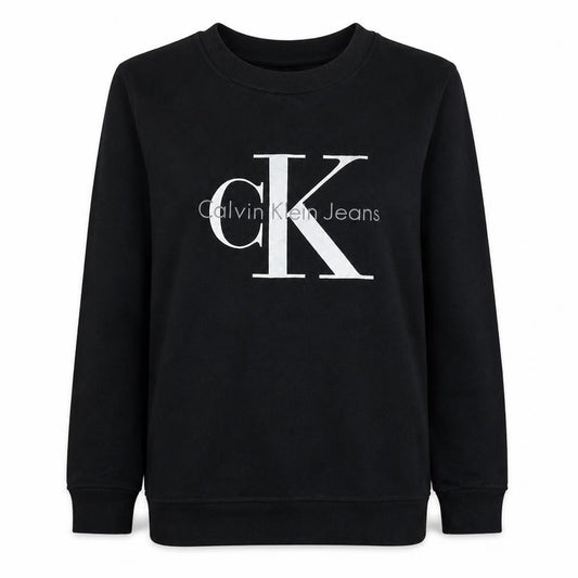 Calvin Klein Jeans Womens Black Small Logo Crew Neck Sweatshirt