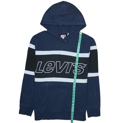 Back view of Levi's Men's Blue L Pullover Hoodie Logo Graphic Sweatshirt