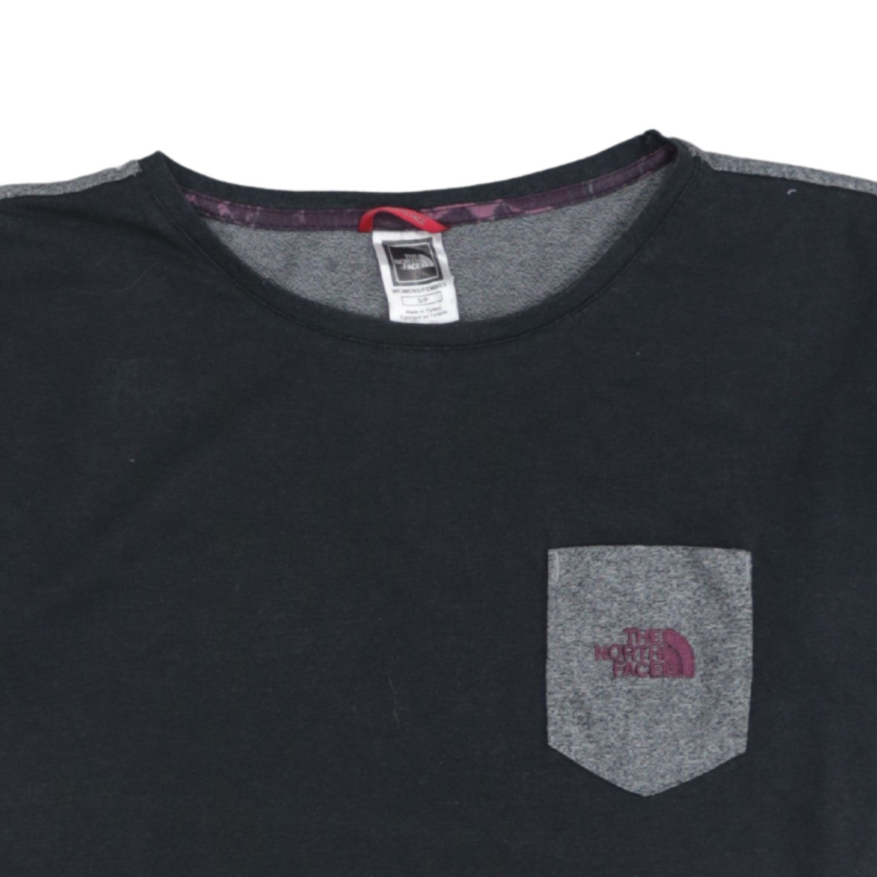 The North Face Womens Black Grey Crew Neck Colourblock T-Shirt S