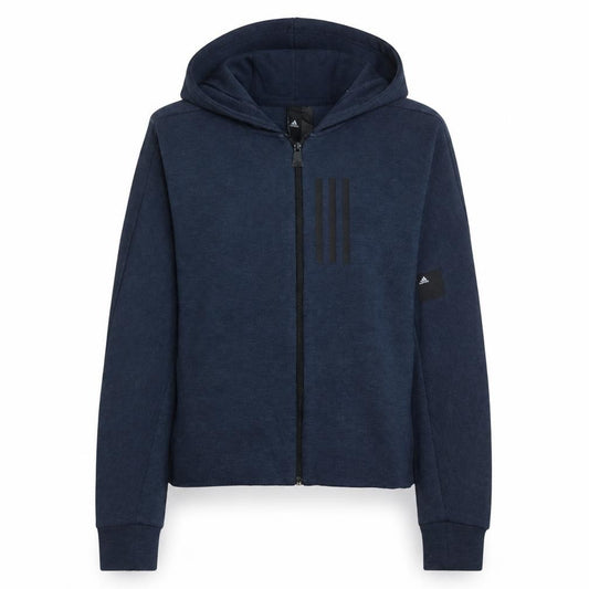 Adidas Womens Navy Blue Full Zip Hoodie Size 12-14 M Cotton Blend