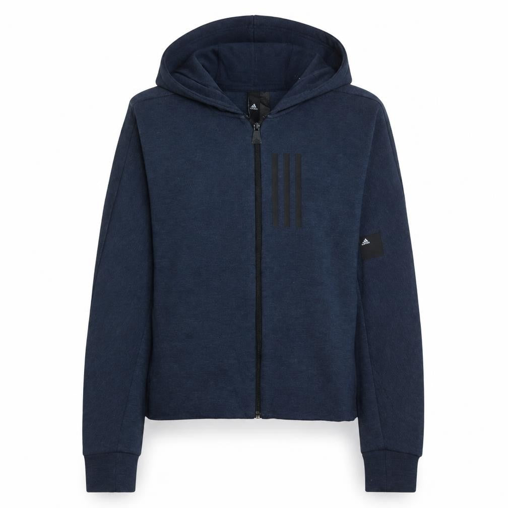 Adidas Womens Navy Blue Full Zip Hoodie Size 12-14 M Cotton Blend