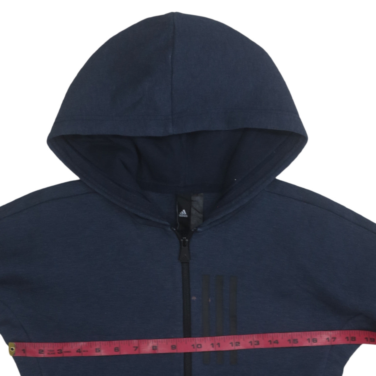 Adidas Womens Navy Blue Full Zip Hoodie Size 12-14 M Cotton Blend