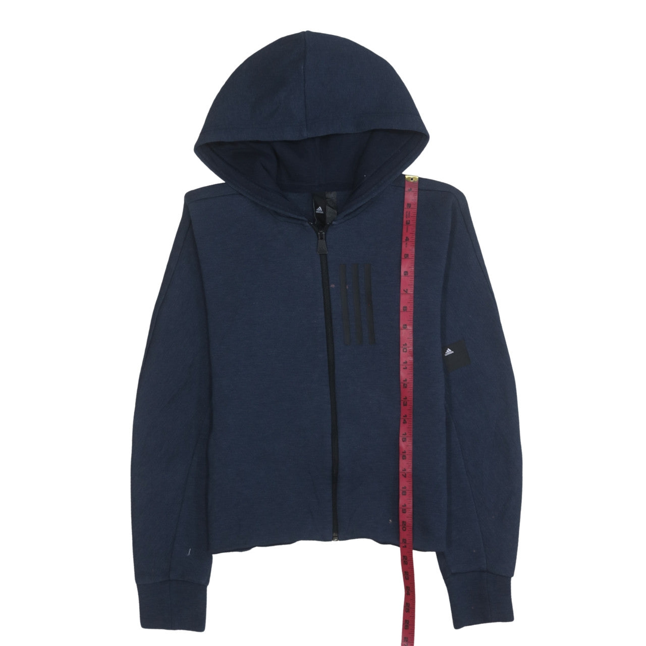 Adidas Womens Navy Blue Full Zip Hoodie Size 12-14 M Cotton Blend