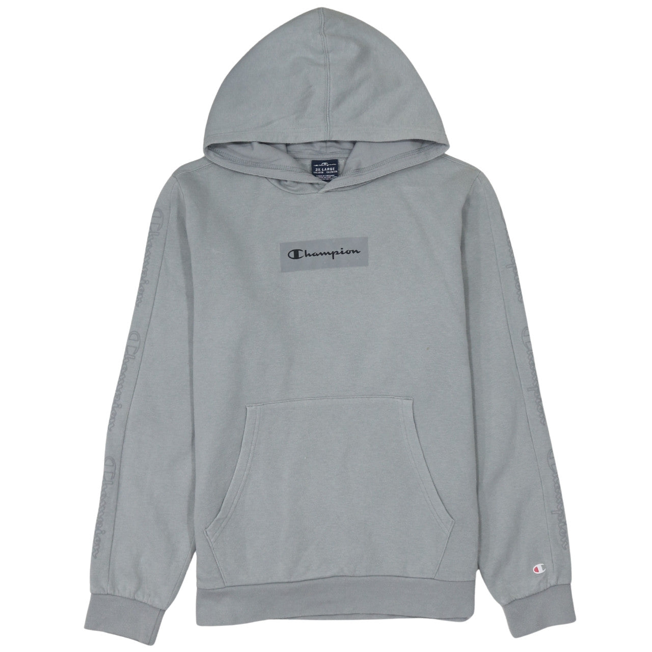 Champion Boys Grey 2XL Hoodie Pullover Cotton Blend Logo Sweatshirt