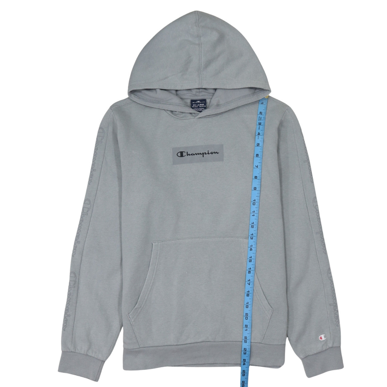Champion Boys Grey 2XL Hoodie Pullover Cotton Blend Logo Sweatshirt