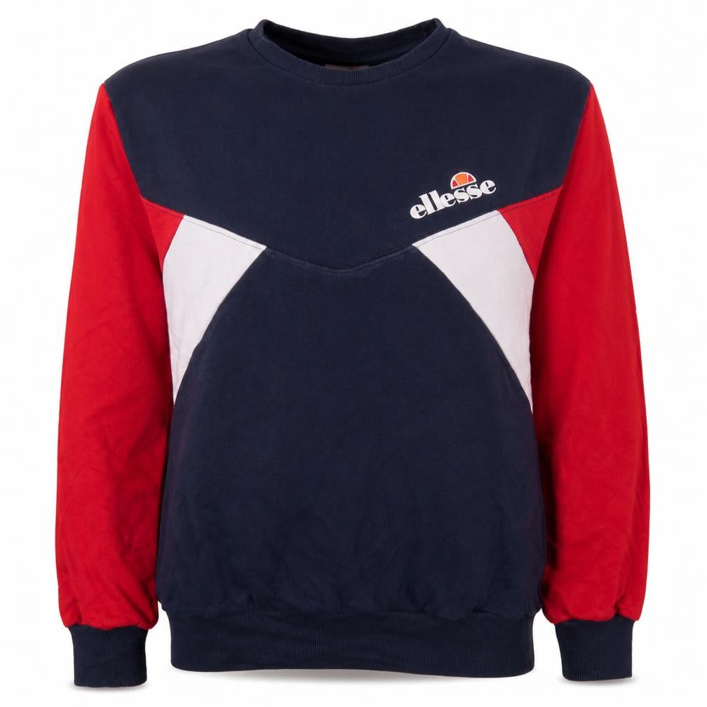 Ellesse Womens Navy Red Colourblock Sweatshirt UK 10
