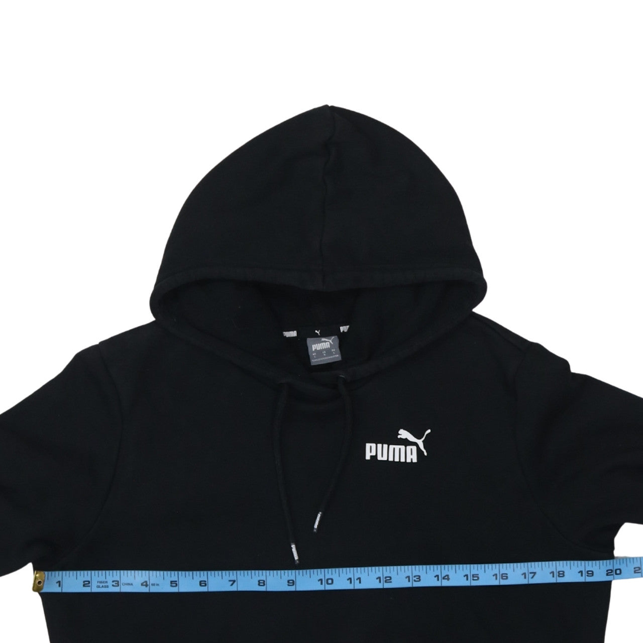 Puma Men's Black Pullover Hoodie L Logo Fleece Sweatshirt