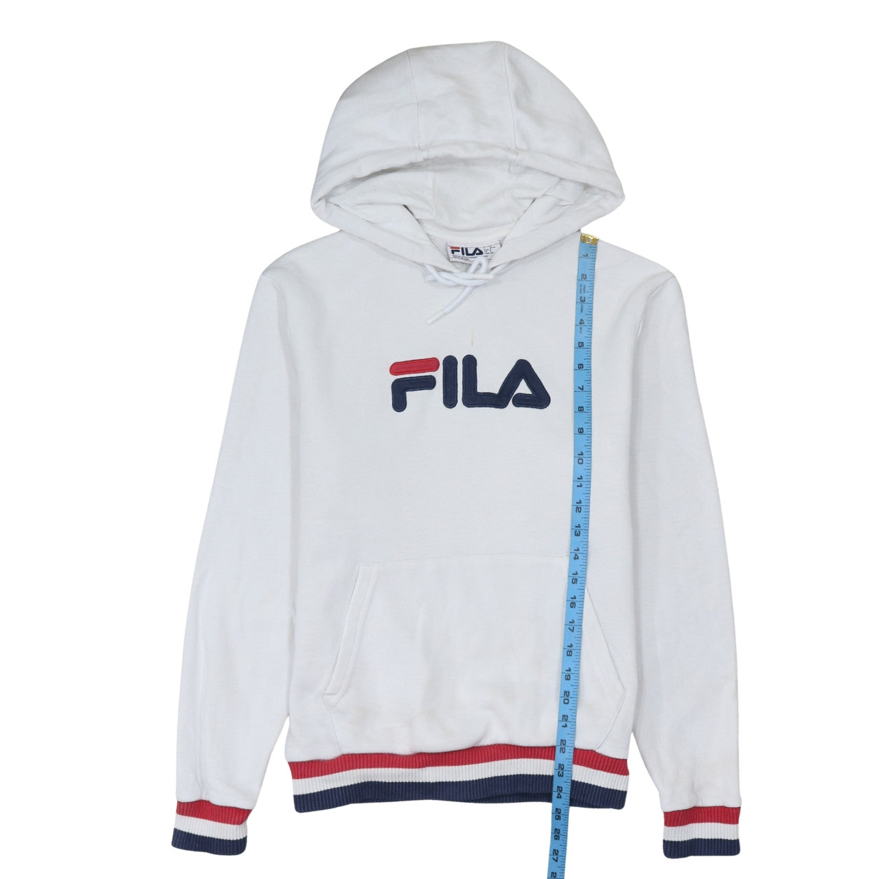 Fila Men's White Pullover Hoodie S Logo Graphic Cotton Blend