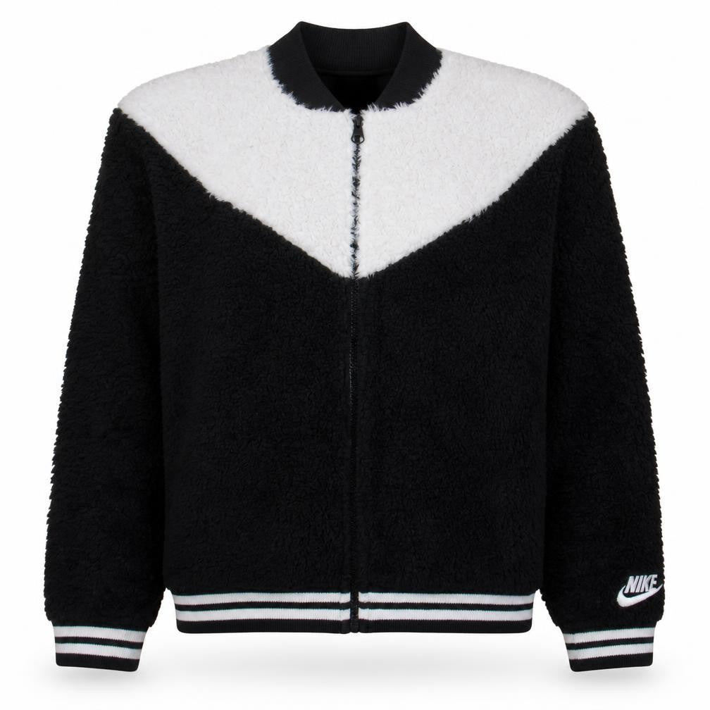 Nike Women Black White Full Zip Fleece Sweatshirt L