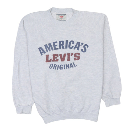 Additional front view of Levi's Men's Grey Pullover Sweatshirt Small Graphic Logo Vintage