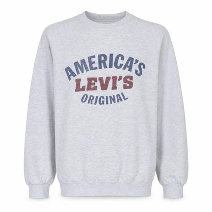 Front view of Levi's Men's Grey Pullover Sweatshirt Small Graphic Logo Vintage