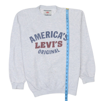 Back view of Levi's Men's Grey Pullover Sweatshirt Small Graphic Logo Vintage