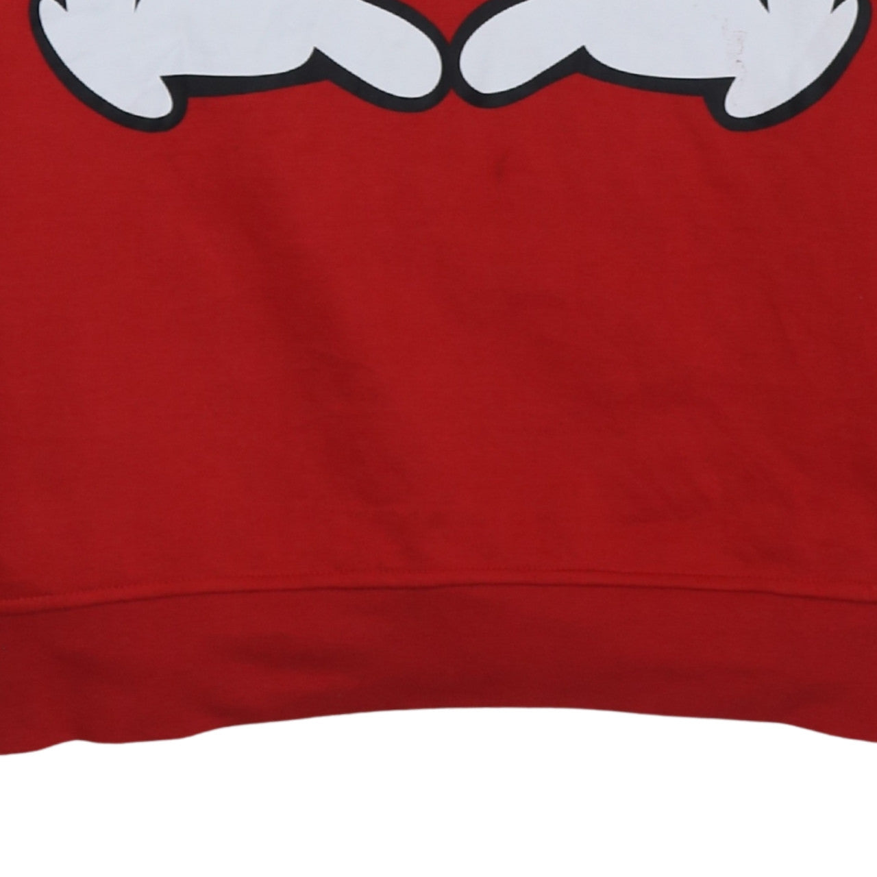 Disney Women's Red Hoodie Medium Pullover Heart Hands Love Graphic
