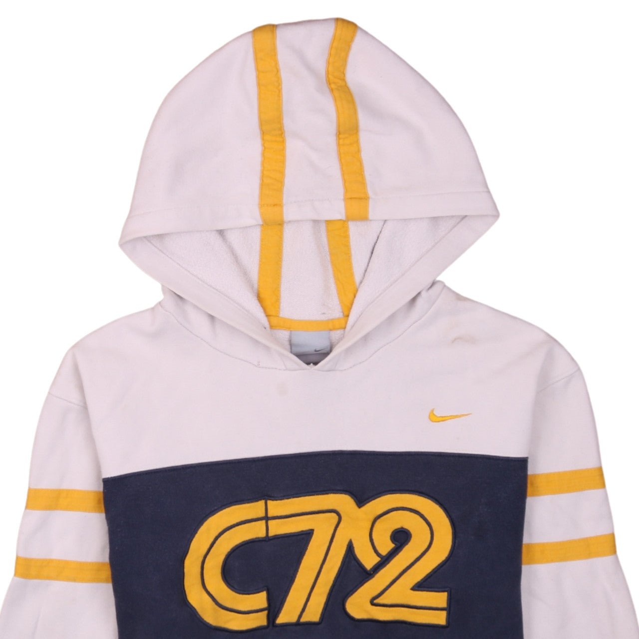 Nike Boys White and Navy C72 Pullover Hoodie Age 12/13 L Cotton Blend