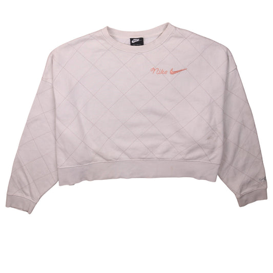 Nike Women Beige Quilted Crew Neck Pullover Sweatshirt XL