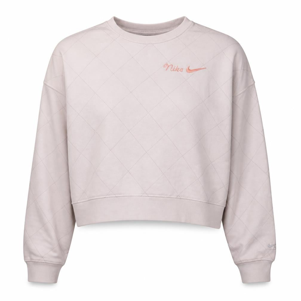 Nike Women Beige Quilted Crew Neck Pullover Sweatshirt XL