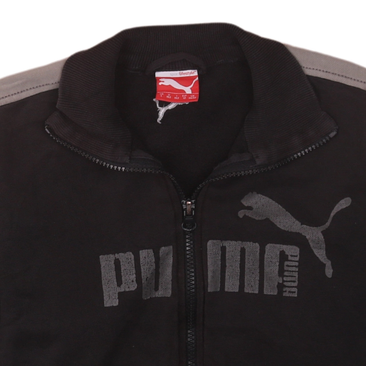 Puma Boys Black Track Jacket Size 12 Years Full Zip Logo Sportswear