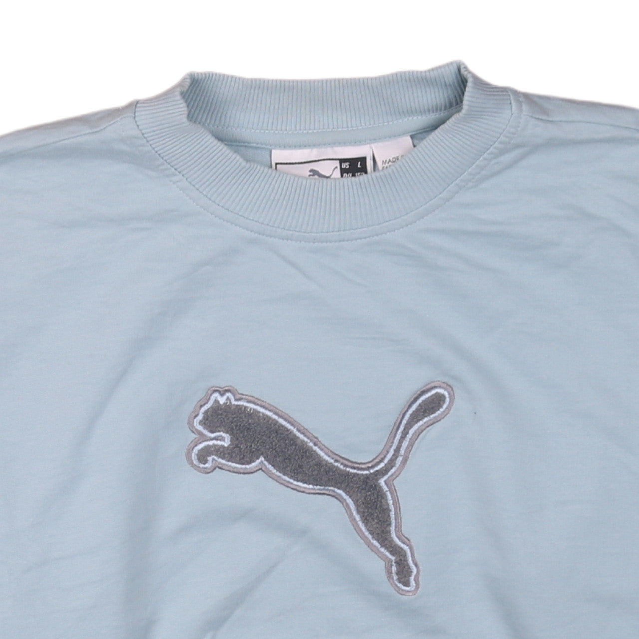 Puma Womens Blue Pullover Sweatshirt Size 12 Crew Neck Logo