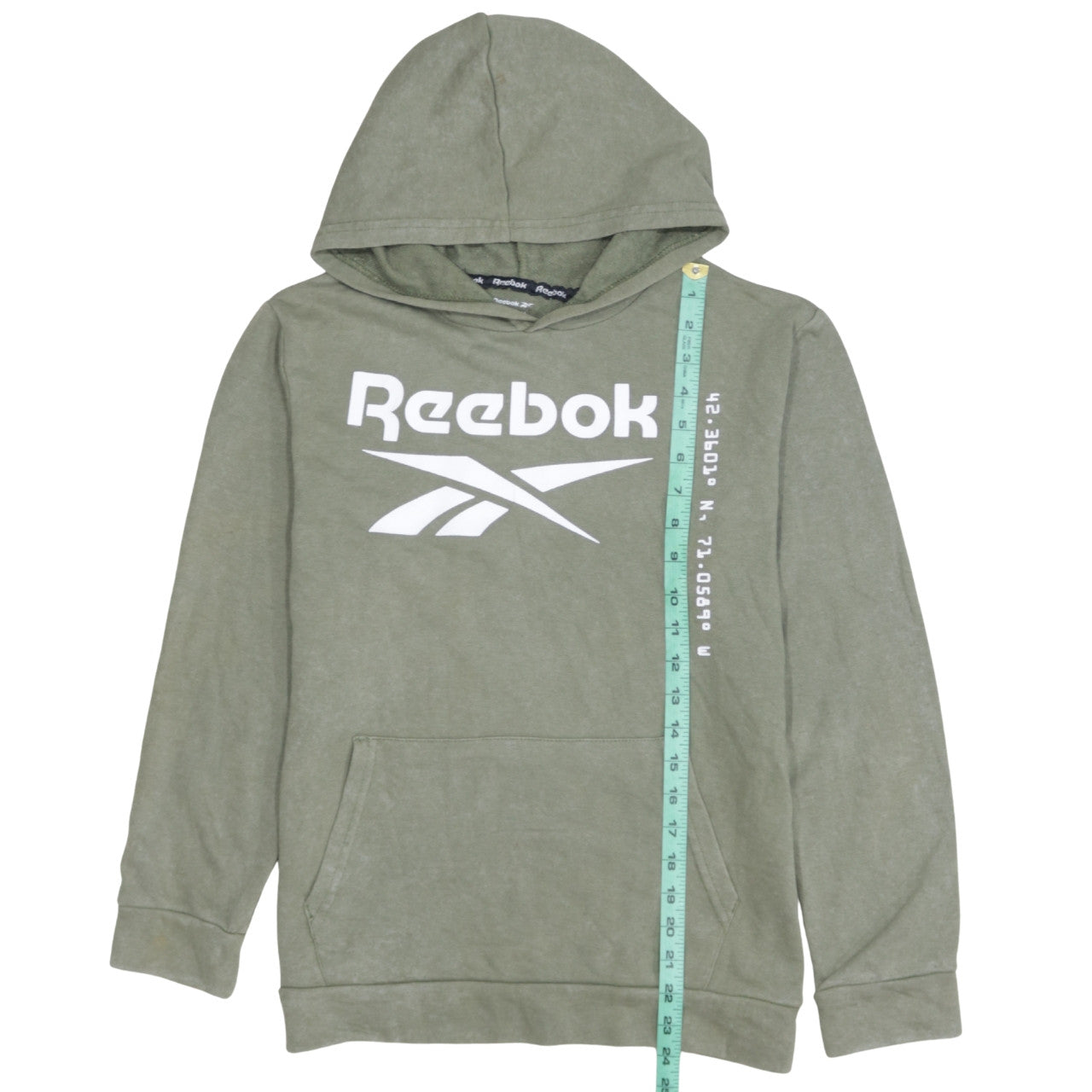 Reebok Teens Green Pullover Hoodie L 14-16 Cotton Blend